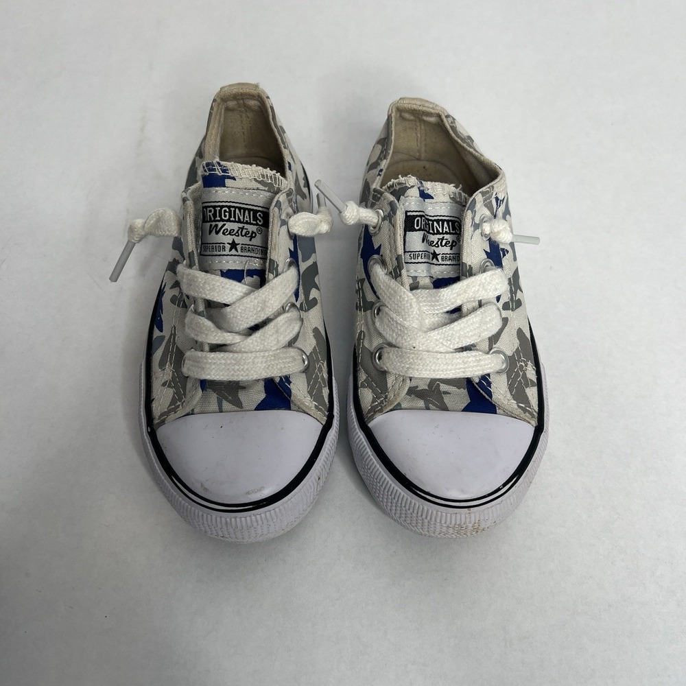 Weestep Boys Sneakers Canvas Shoes Size 9 Shark Slip On Tie Boat Skater